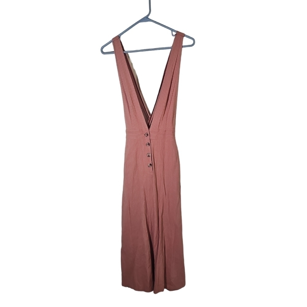 One Clothing Pink Striped Jumpsuit  Wide Leg Capri Size S
